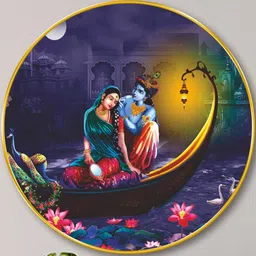 Livin'luxe Purple & Yellow Wall Hallway Round Portrait Painting Wall Art 16 " x 16 " image 5