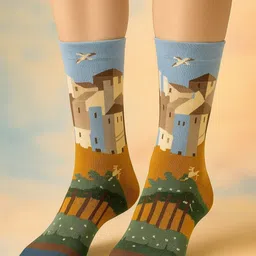 SAZARA Unisex Pattered Cotton Calf Length Socks image 3