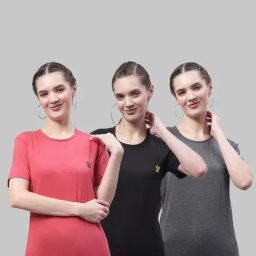 Vimal Jonney Pink & Black Cotton Sports T-Shirt - Pack Of 3-picture-6