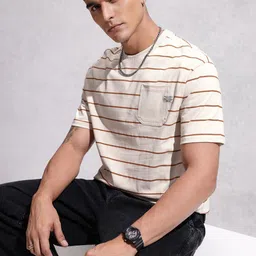 WROGN Striped Drop-Shoulder Sleeves Pure Cotton Oversized T-shirt-picture-10