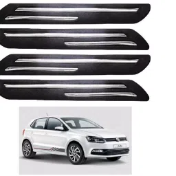 SCA Rubber Car Side Bumper Protector Guard with Double Chrome Strip for Volkswagen Polo All Model Black (Set of 4)-picture-10