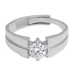 GIVA Men 925 Sterling Silver Rhodium Plated Solitaire Band image 4