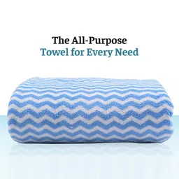 Kuber Industries Blue & White 3 Pieces Printed Microfiber 280 GSM Bath Towels image 2