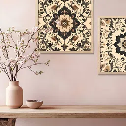 Kotart Brown & Cream Coloured 2 Pieces Ethnic Wooden Wall Arts image 3