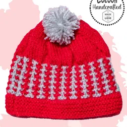 COCOON ORGANICS Handcrafted Soft And Warm Design Detail Bobble Cap - Red-picture-22