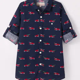 JASH KIDS Cotton Knit Full Sleeves Car Printed Shirt - Navy Blue-picture-25