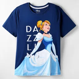Pine Kids Disney Single Jersey Knit Half Sleeves T-Shirt with Cinderella Graphics - Blue image 1