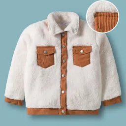 Mark & Mia Full Sleeves Fur Solid Winter Jacket - Beige-picture-12