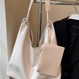 KPOP Women Solid Structured Shoulder Bag with Pouch image 2