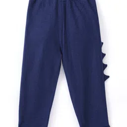Babyhug Cotton Looper Full Length Text print Track Pant with Shark Fins - Navy Blue image 2