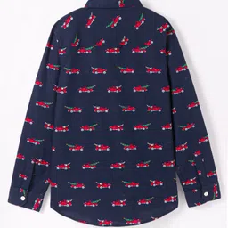 JASH KIDS Cotton Knit Full Sleeves Car Printed Shirt - Navy Blue image 3