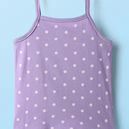 Babyhug 100% Cotton Single Jersey Knit Antibacterial Slips with Polka Dot Bow & Floral Print Pack of 3 - Yellow White & Lilac image 3