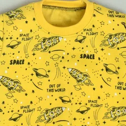 Kiwi Cotton Knit Full Sleeves Space Theme Printed Light Winter Sweatshirt - Yellow image 4