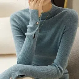 StyleCast Women Striped Mock Collar Cashmere Pullover-image-32