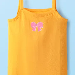 Babyhug 100% Cotton Single Jersey Knit Antibacterial Slips with Polka Dot Bow & Floral Print Pack of 3 - Yellow White & Lilac image 4