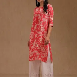 Soch Ethnic Motifs Printed Mandarin Collar Cotton Straight Kurta image 5