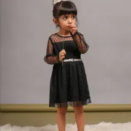 Budding Bees Girls Black Regular Fit Casual Dress-picture-33
