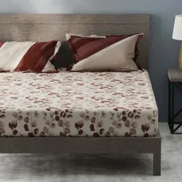 Bianca Denim Feel Brown & Beige Fabric 192 TC 150 GSM King Size Bedsheet With 2 Pillow Covers image 3