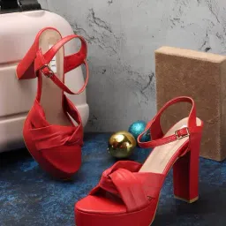Elle Women's Red Ankle Strap Sandals-picture-19