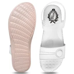 Shoetopia Women's White Ankle Strap Sandals image 3