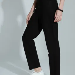 High Star Black Cotton Straight Fit High Rise Jeans image 3