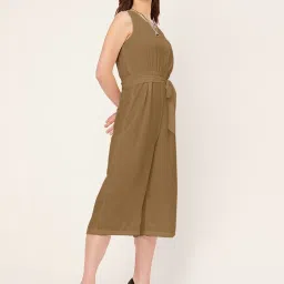Moomaya Beige Georgette Midi Jumpsuit image 3