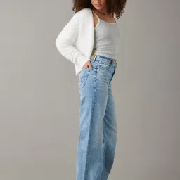 American Eagle Outfitters Blue Cotton Embellished Mid Rise Jeans image 3