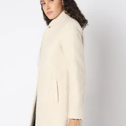 Vero Moda Beige Polyester Regular Fit Textured Coat image 3