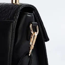 Ginger by Lifestyle Black Textured Handbag image 3