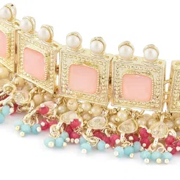 Zaveri Pearls Multicolor Stones Beads Choker Necklace Earring & Ring Set-ZPFK15869 image 3