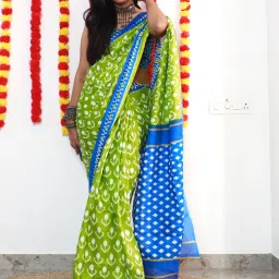 Saree Mall Green Cotton Printed Saree With Unstitched Blouse image 3