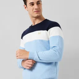 ColorPlus Blue Regular Fit Colour Block Sweatshirt image 3