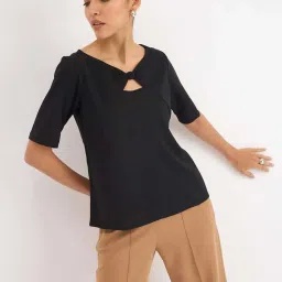 SALT Attire Black Plain Top image 3