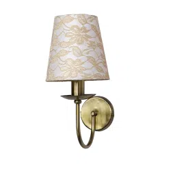 Fos Lighting Timeless Elegance Simple Mild Steel Finished Wall Sconce with Beige Lace Shade image 3
