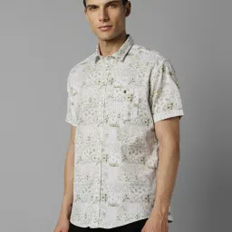 Louis Philippe Jeans Green Cotton Slim Fit Printed Shirt image 3