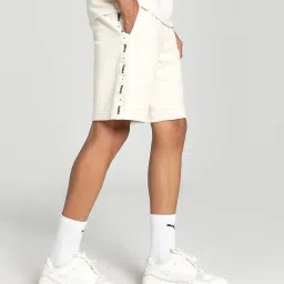 Puma Essentials White Cotton Regular Fit Logo Printed Sports Shorts image 3