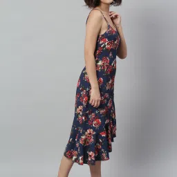 KASSUALLY Navy Floral Print High-low Dress image 3