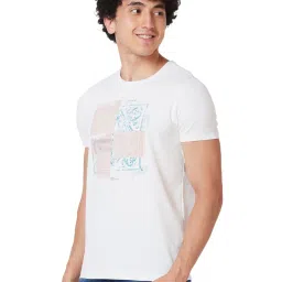 Spykar White Slim Fit Printed T-Shirt image 3
