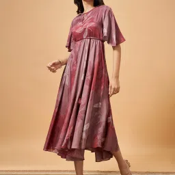 Marigold Lane Purple Floral Print A-Line Dress image 3