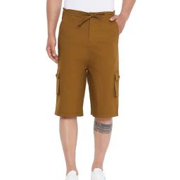 Hypernation Khaki Regular Fit Cargo Shorts-picture-17