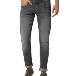 Peter England Jeans Grey Cotton Skinny Fit Self Pattern Jeans-picture-16