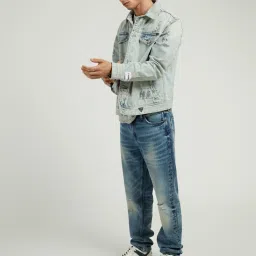 Guess Blue Cotton Regular Fit Print Jacket image 2