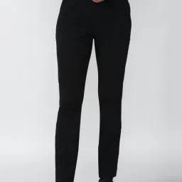 Peter England Black Slim Fit Checks Trousers-picture-35