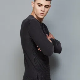 Forca by Lifestyle Black Cotton Regular Fit Self Pattern Sweatshirt image 3