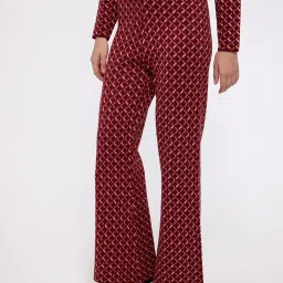Cover Story Maroon Printed Trousers image 3