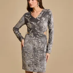 Kazo Grey Embellished Dress image 3