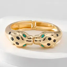 Bohey by KARATCART Gold-Plated Artificial Stones Studded Eye Leopard Bangle-Style Bracelet-picture-36