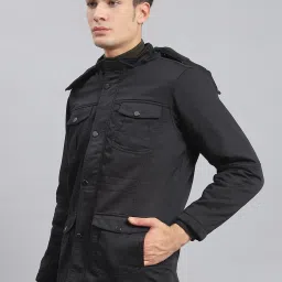 Monte Carlo Black Cotton Regular Fit Hooded Jacket image 3