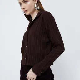 Ginger by Lifestyle Brown Striped Shirt image 3