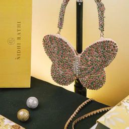 NR by Nidhi Rathi Multicolor Fabric Embellished Clutch-picture-3